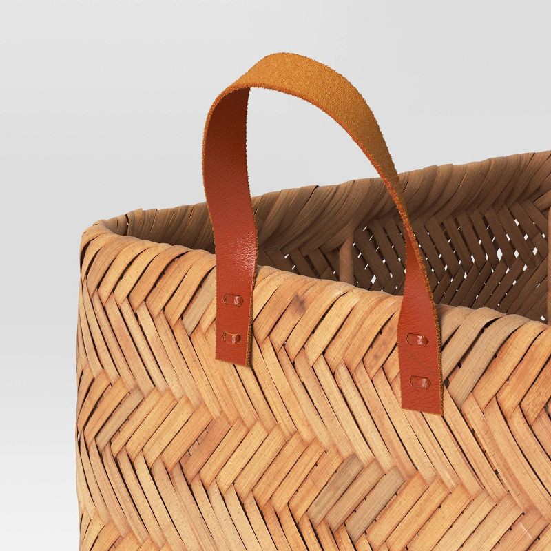 slide 3 of 3, Herringbone Weave Cube Basket - Threshold™: Rattan Rectangular Storage, Air Dry Care, 11"x14.2"x13", 1 ct