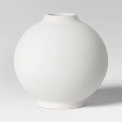 Ceramic Round Textured Vase White - Threshold™: Elegant Bud Vase for Tabletop, Spot Clean, 7.75&quot; Height