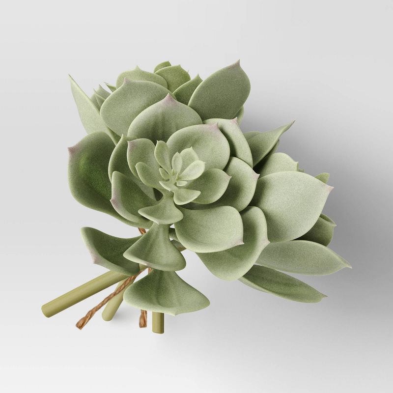 slide 1 of 3, Echeveria Succulent Mini Stem Bundle - Threshold™: Faux Echeveria, Indoor Decorative Artificial Plant, 1 ct