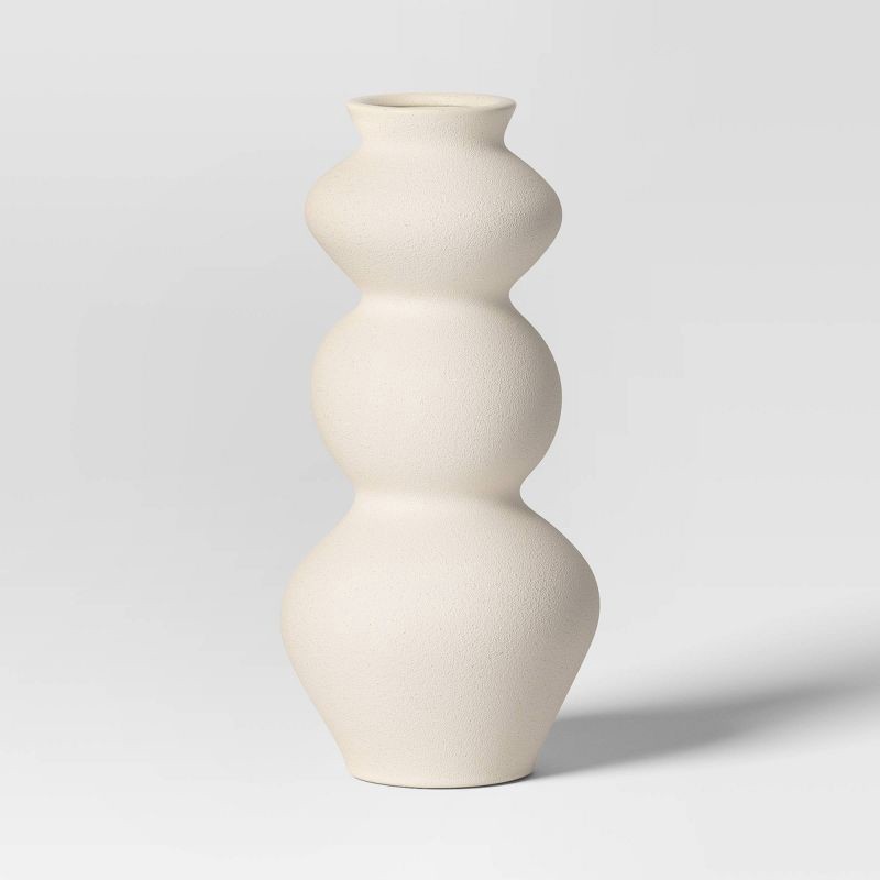 slide 1 of 3, Tall Ceramic Organic Modern Vase - Threshold™: Hand Wash, Tabletop Decor, Watertight Bottle Vase, 1 ct