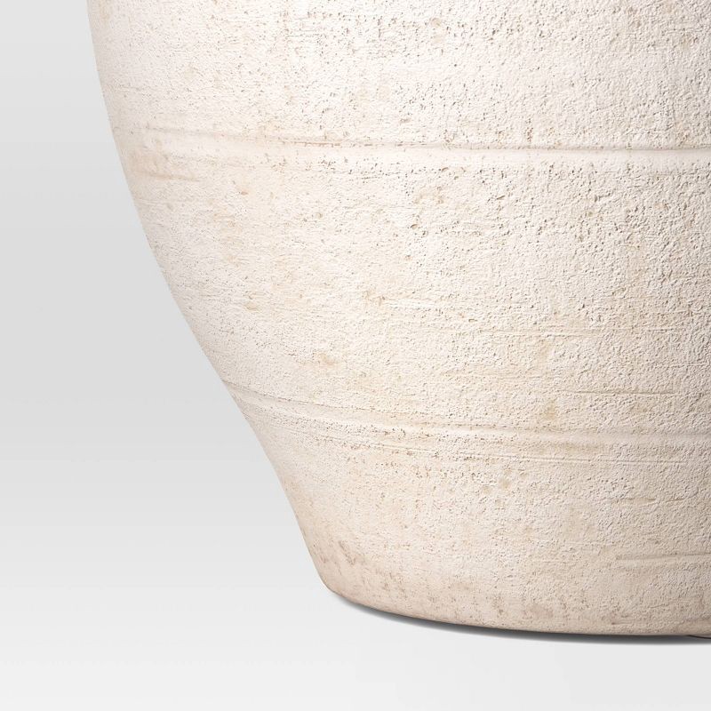 slide 3 of 3, Large Ceramic Rustic Artisan Vase - Threshold™: Neutral Distressed Cream, Tabletop Decor, 1 ct
