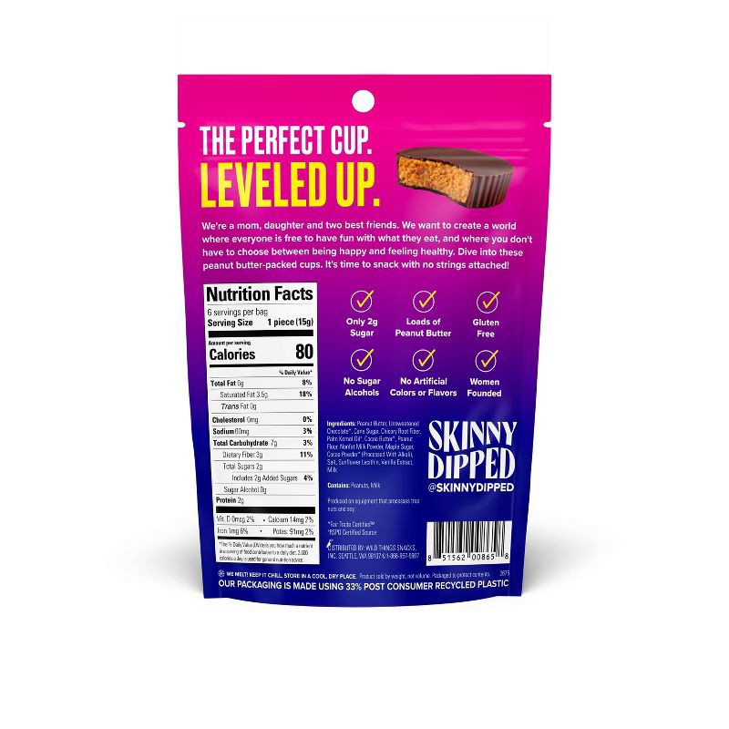 slide 2 of 10, SkinnyDipped Dark Chocolate Peanut Butter Cups - 3.17oz, 3.17 oz