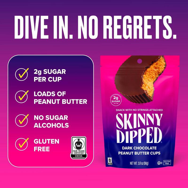 slide 3 of 10, SkinnyDipped Dark Chocolate Peanut Butter Cups - 3.17oz, 3.17 oz