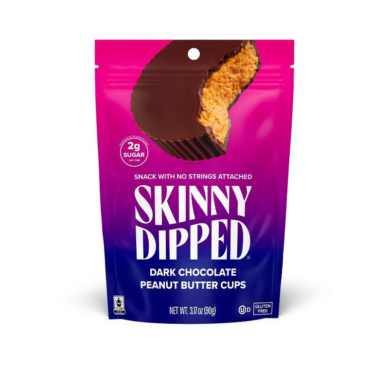 slide 1 of 10, SkinnyDipped Dark Chocolate Peanut Butter Cups - 3.17oz, 3.17 oz