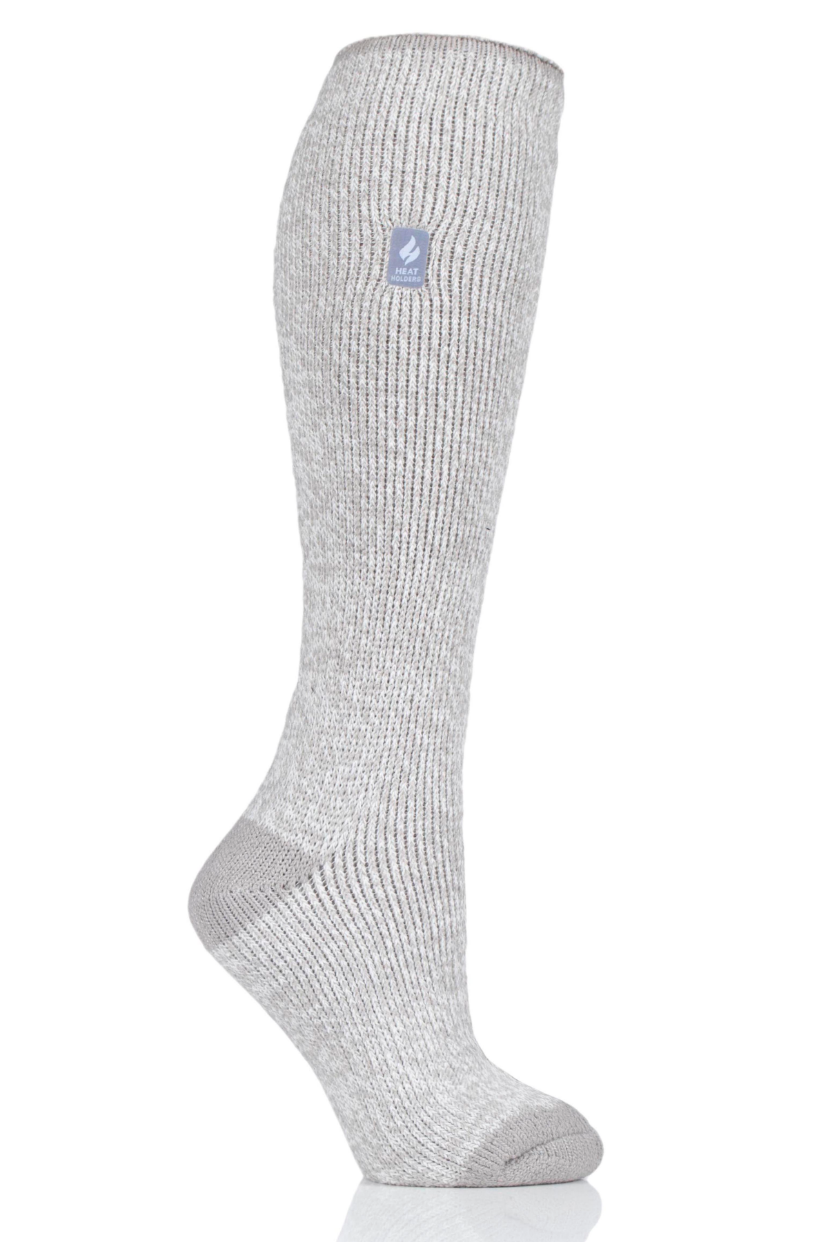 slide 5 of 5, Heat Holders Ladies Long Thermal Sock - Lt Grey/Cream Twist, 1 ct