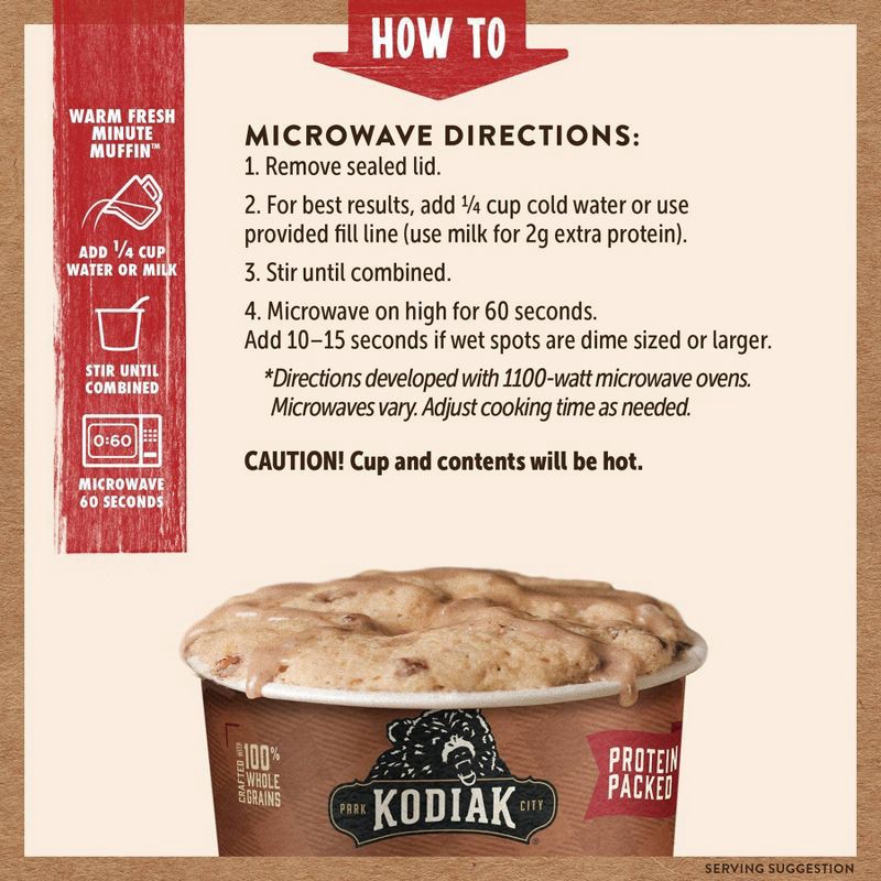 slide 4 of 8, Kodiak Cakes Kodiak Protein-Packed Cinnamon Roll Muffin Power Cup - 2.36oz, 2.36 oz
