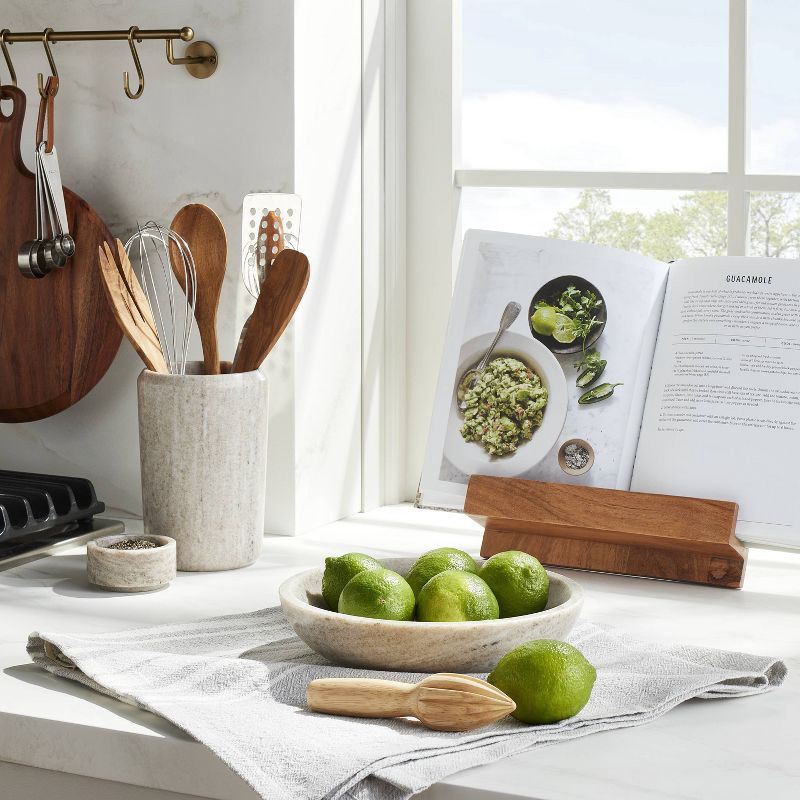 slide 2 of 3, Hearth & Hand with Magnolia Marble Utensil Storage Warm Beige - Hearth & Hand™ with Magnolia: Kitchen Island Organizer, Countertop Crock, 1 ct