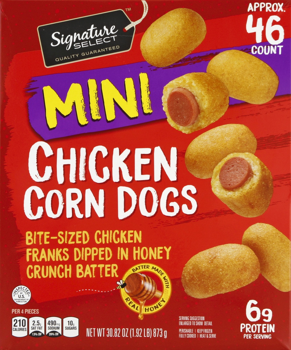 slide 3 of 5, Signature Select Corn Dogs Mini, 30.82 oz