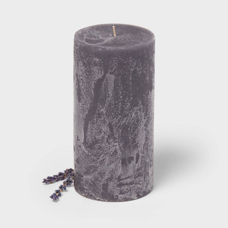 slide 2 of 2, 3" x 6" Pillar Candle Charcoal and Black Teak - Threshold™: Long-Lasting Aroma, 75 Hours Burn Time, 1 ct