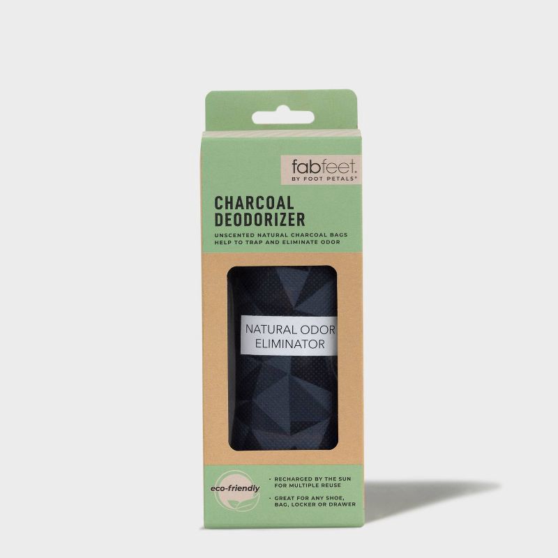 slide 1 of 4, Fab Feet Women's by Foot Petals Deodorizer Charcoal Bags - Black: Shoe Accessories, Polyester, 7.5" Length, 1 ct