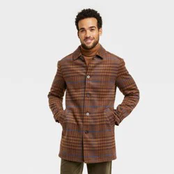 Houston White Adult Plaid Pea Coat Jacket - Brown S