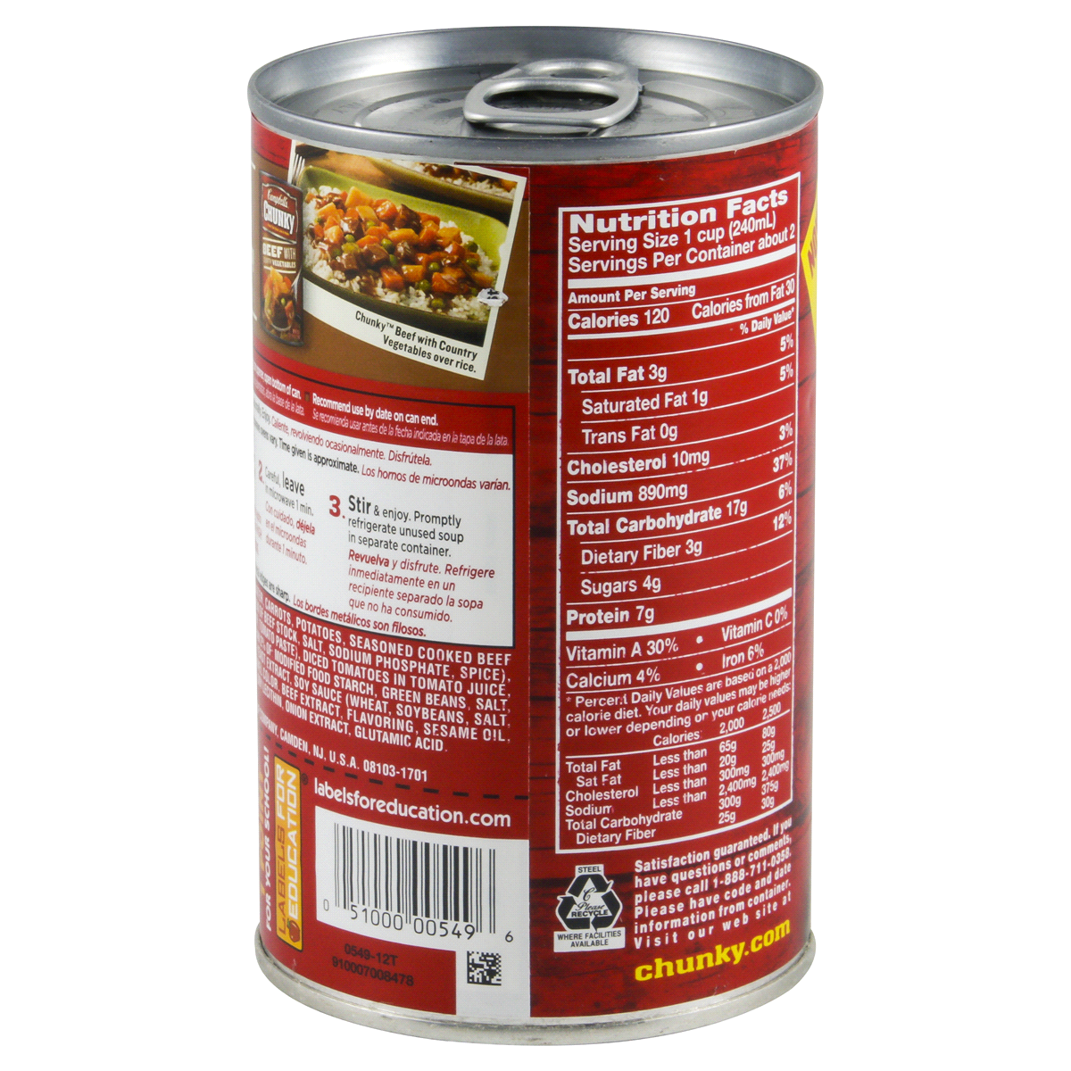 slide 2 of 8, Campbell's Chunky Old Fashioned Vegetable Beef Soup, 18.8 oz