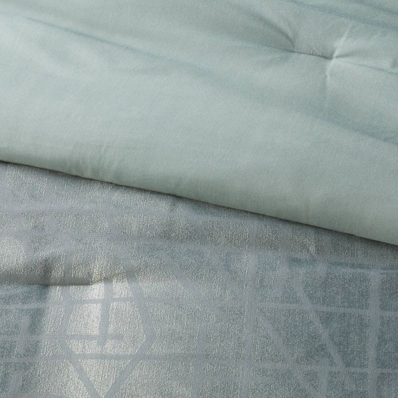 slide 4 of 5, 3pc King Luxe Jacquard Comforter and Sham Set Light Teal Green - Threshold, 3 ct