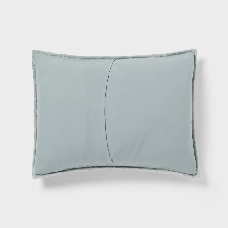 slide 3 of 3, Standard Luxe Diamond Stitch Velvet Quilt Pillow Sham Light Teal Green - Threshold™: Recycled Polyester, No Flange, OEKO-TEX Certified, 1 ct