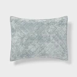 Standard Luxe Diamond Stitch Velvet Quilt Pillow Sham Light Teal Green - Threshold™: Recycled Polyester, No Flange, OEKO-TEX Certified