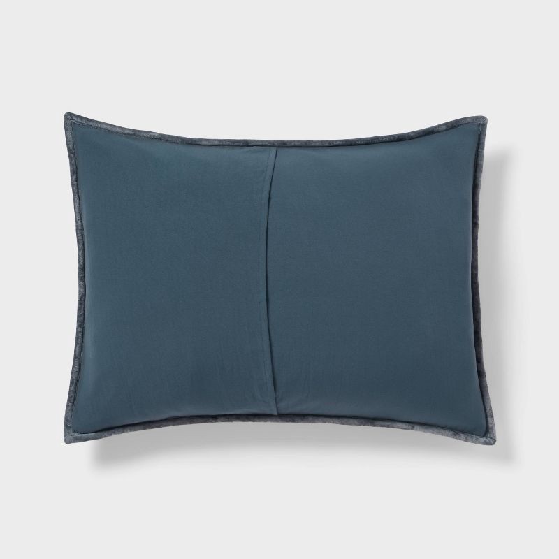 slide 3 of 3, Standard Luxe Diamond Stitch Velvet Quilt Pillow Sham Slate Blue - Threshold™: Recycled Polyester, OEKO-TEX Certified, No Flange, 1 ct
