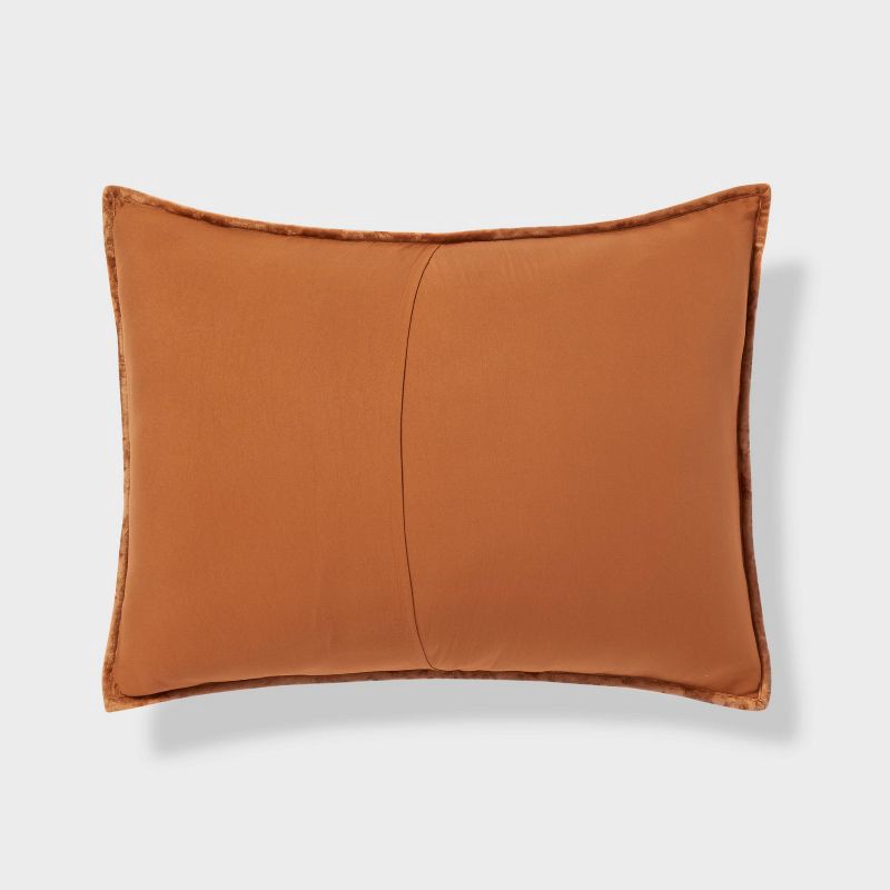 slide 3 of 3, Standard Luxe Diamond Stitch Velvet Quilt Pillow Sham Camel - Threshold™: Recycled Polyester, OEKO-TEX Certified, No Flange, 1 ct