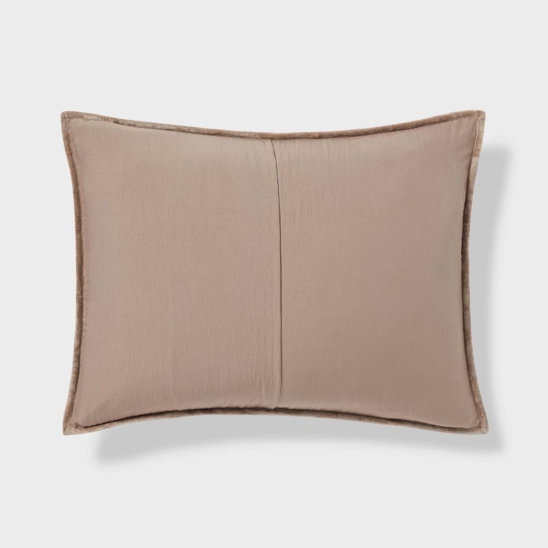 slide 3 of 3, Standard Luxe Diamond Stitch Velvet Quilt Pillow Sham Light Brown - Threshold™: Recycled Polyester, OEKO-TEX Certified, No Flange, 1 ct