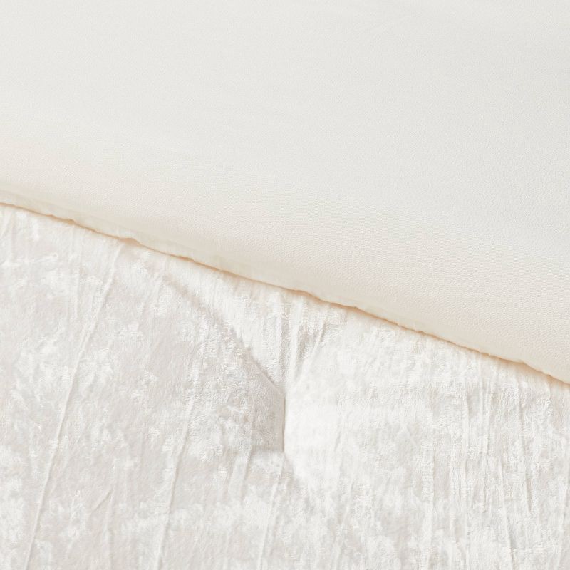 slide 2 of 4, 3pc King Luxe Distressed Crinkle Velvet Comforter and Sham Set Ivory - Threshold™: Recycled Polyester, OEKO-TEX Certified, 3 ct