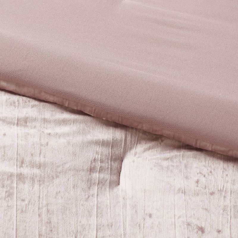 slide 3 of 5, 3pc Full/Queen Luxe Distressed Crinkle Velvet Comforter and Sham Set Mauve - Threshold™: OEKO-TEX Certified, 3 ct