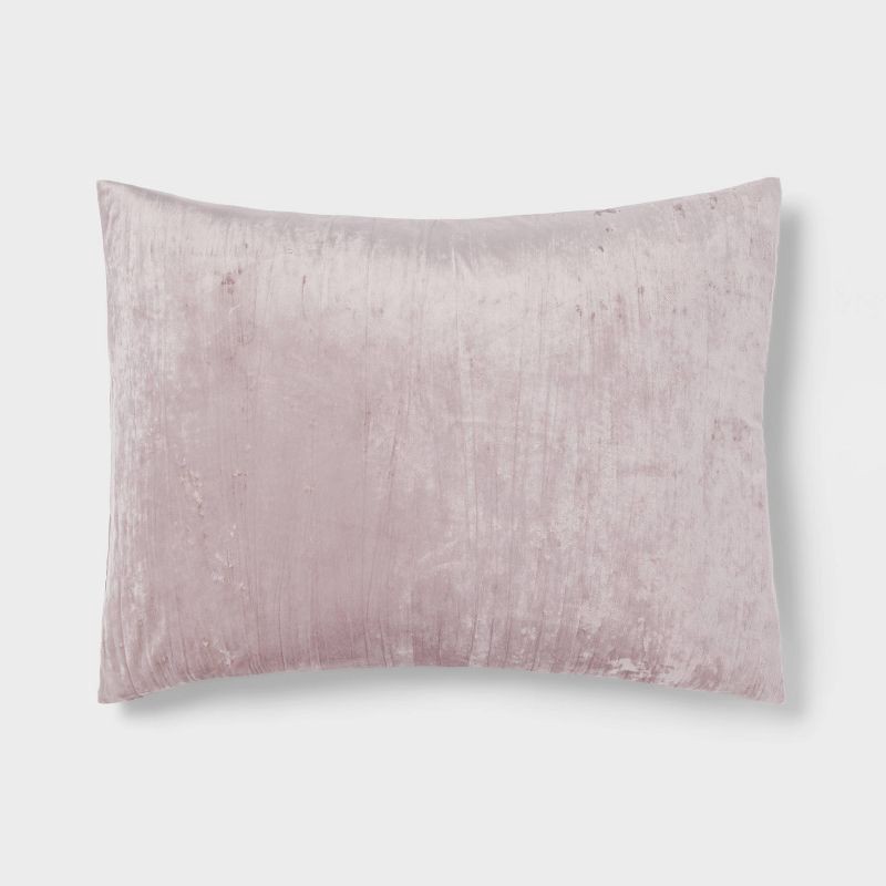 slide 4 of 5, 3pc Full/Queen Luxe Distressed Crinkle Velvet Comforter and Sham Set Mauve - Threshold™: OEKO-TEX Certified, 3 ct