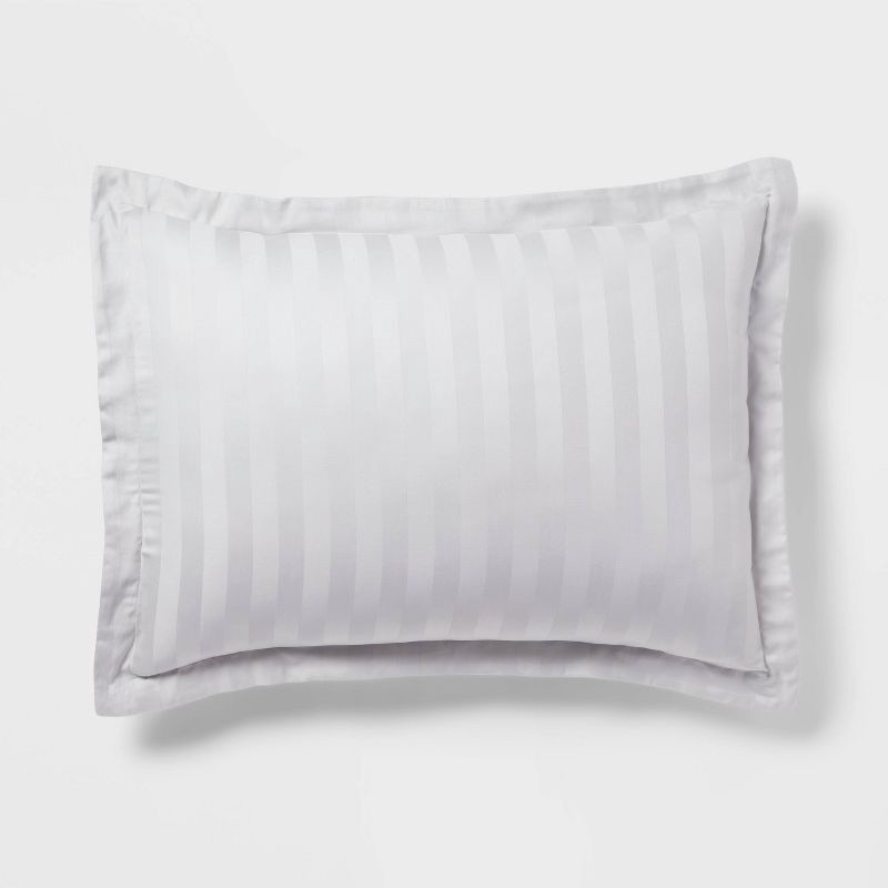 slide 3 of 5, 3pc King Luxe Striped Damask Duvet Cover and Sham Set Light Gray - Threshold™: 300 Thread Count, Cotton, OEKO-TEX Certified, 3 ct