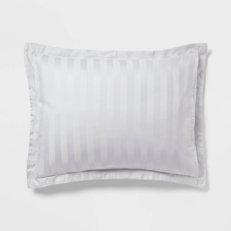 slide 4 of 5, 3pc King Luxe Striped Damask Duvet Cover and Sham Set Light Gray - Threshold™: 300 Thread Count, Cotton, OEKO-TEX Certified, 3 ct