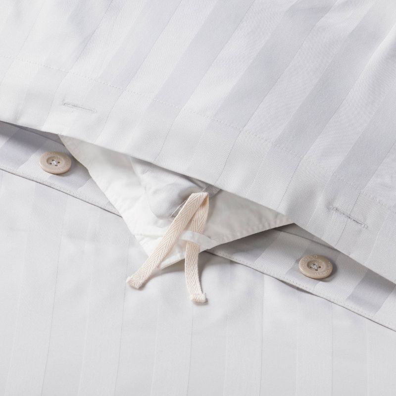 slide 5 of 5, 3pc King Luxe Striped Damask Duvet Cover and Sham Set Light Gray - Threshold™: 300 Thread Count, Cotton, OEKO-TEX Certified, 3 ct
