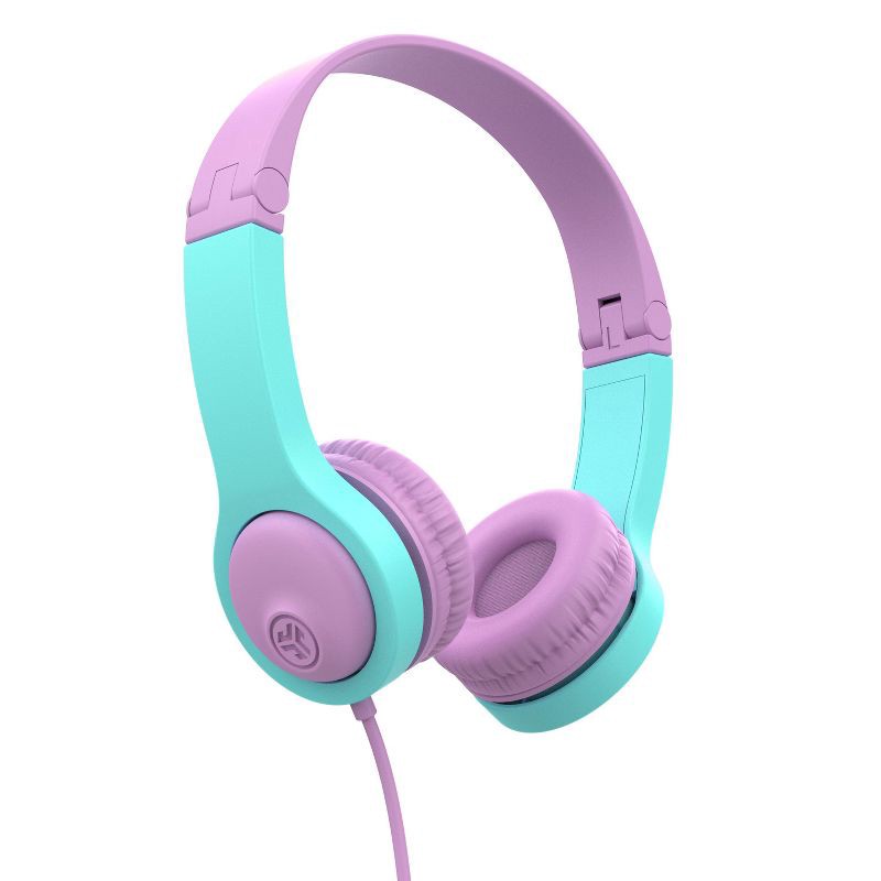 slide 1 of 14, JLab JBuddies Folding Gen 2 Kids Headphones - Purple/Teal: Wired On-Ear with 3.5mm Jack, 1 ct
