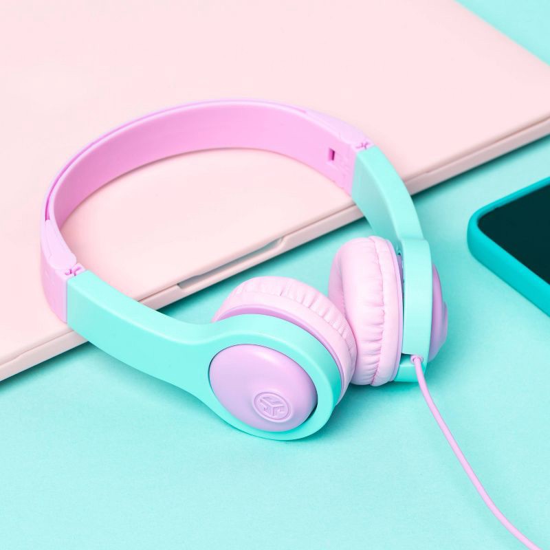 slide 10 of 14, JLab JBuddies Folding Gen 2 Kids Headphones - Purple/Teal: Wired On-Ear with 3.5mm Jack, 1 ct