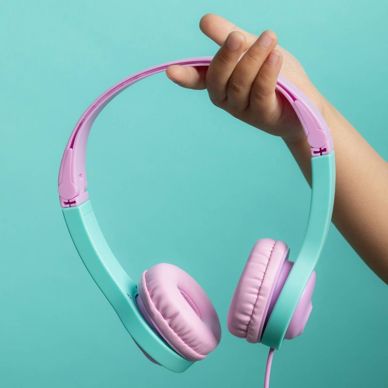 slide 9 of 14, JLab JBuddies Folding Gen 2 Kids Headphones - Purple/Teal: Wired On-Ear with 3.5mm Jack, 1 ct