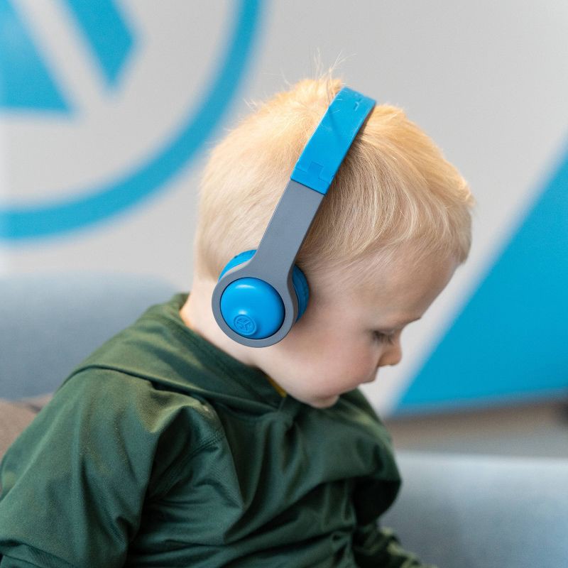 slide 14 of 18, JLab JBuddies Folding Gen 2 Kids Headphones - Blue/Gray: Wired, Foam Ear Cushion, 1 ct