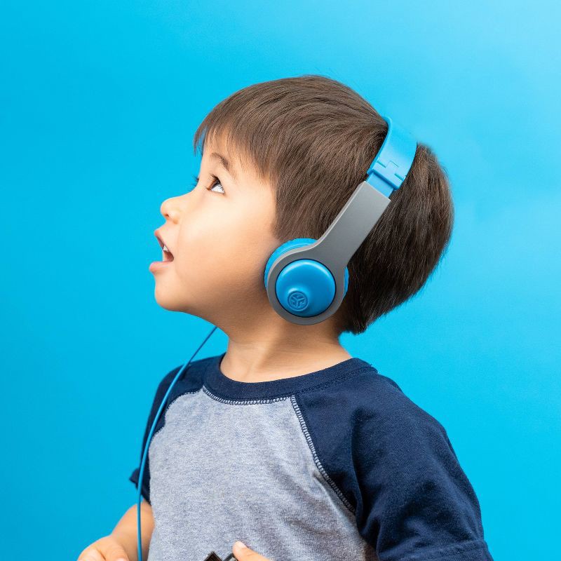 slide 16 of 18, JLab JBuddies Folding Gen 2 Kids Headphones - Blue/Gray: Wired, Foam Ear Cushion, 1 ct