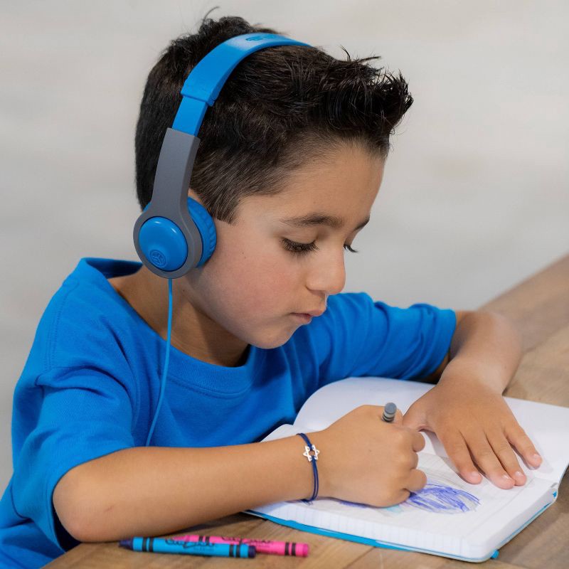 slide 6 of 18, JLab JBuddies Folding Gen 2 Kids Headphones - Blue/Gray: Wired, Foam Ear Cushion, 1 ct