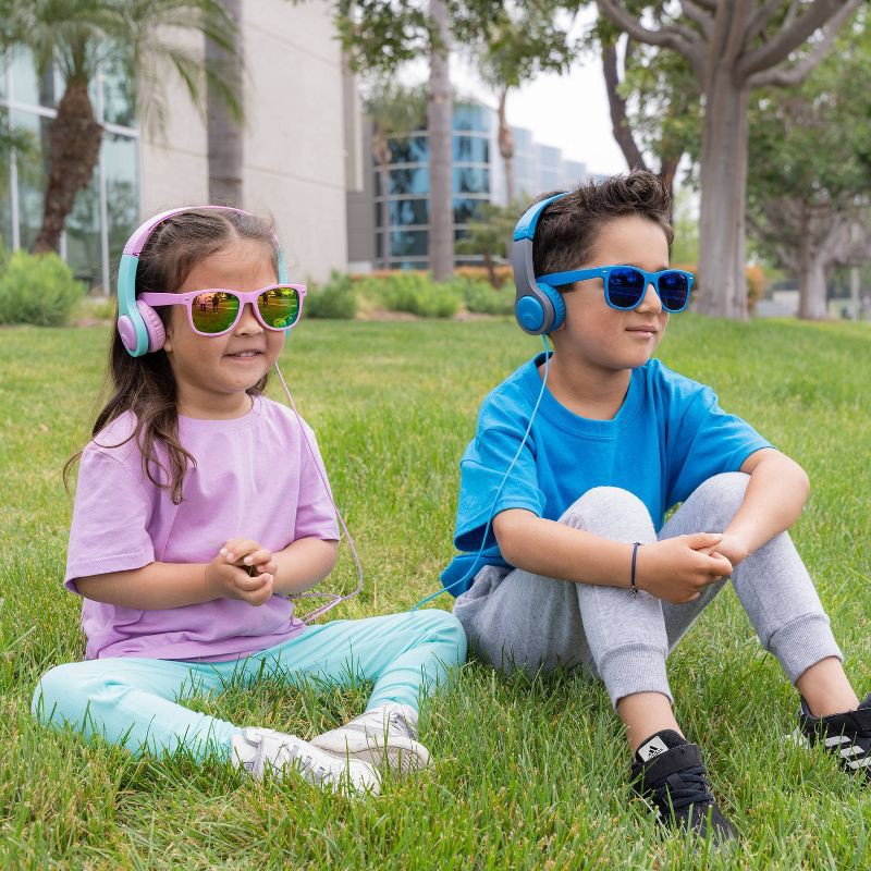 slide 8 of 18, JLab JBuddies Folding Gen 2 Kids Headphones - Blue/Gray: Wired, Foam Ear Cushion, 1 ct