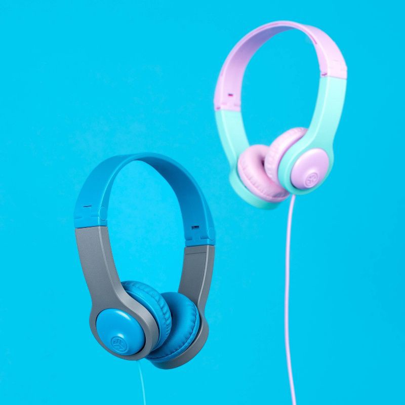 slide 10 of 18, JLab JBuddies Folding Gen 2 Kids Headphones - Blue/Gray: Wired, Foam Ear Cushion, 1 ct