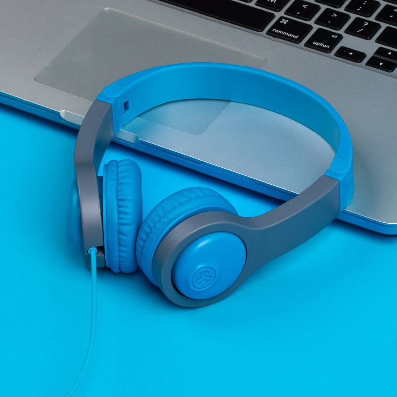 slide 15 of 18, JLab JBuddies Folding Gen 2 Kids Headphones - Blue/Gray: Wired, Foam Ear Cushion, 1 ct