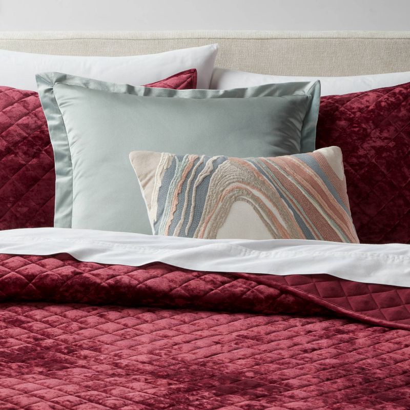 slide 2 of 4, 14"x20" Luxe Oblong Woven Marble Decorative Pillow Light Teal/Green/Terracotta - Threshold™: Cotton Fabric, Indoor Use, 1 ct