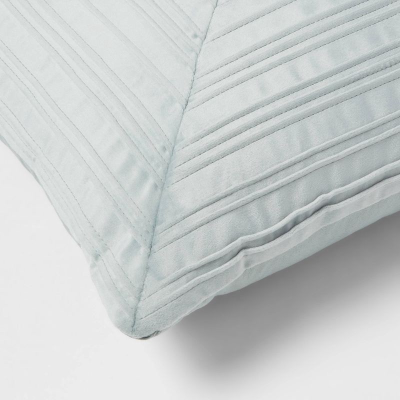 slide 4 of 4, 18"x18" Luxe Square Velvet Pleated Decorative Pillow Light Teal - Threshold™: Indoor Geometric Design, Polyester Velour, 1 ct