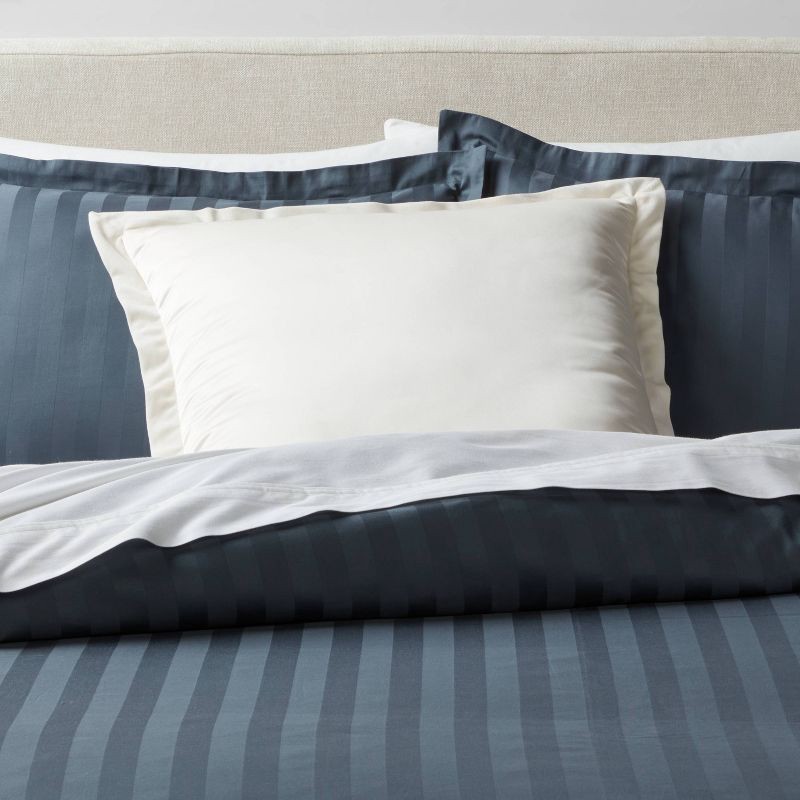 slide 2 of 4, 24"x24" Luxe Euro Sateen with Velvet Trim Decorative Pillow Ivory/White - Threshold™: Polyester Fiber Filled, 1 ct