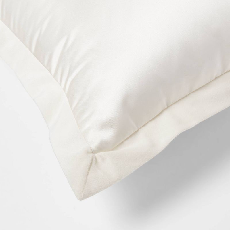 slide 4 of 4, 24"x24" Luxe Euro Sateen with Velvet Trim Decorative Pillow Ivory/White - Threshold™: Polyester Fiber Filled, 1 ct
