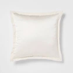 24"x24" Luxe Euro Sateen with Velvet Trim Decorative Pillow Ivory/White - Threshold™: Polyester Fiber Filled