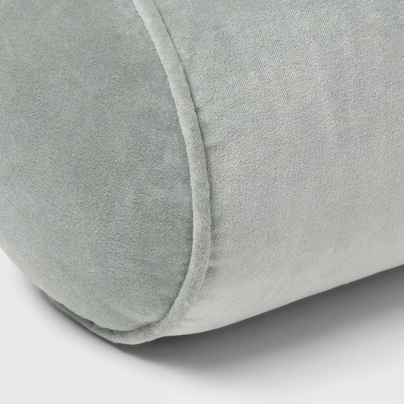 slide 3 of 3, 8"x22" Luxe Round Velvet Bolster Decorative Pillow Light Teal Green - Threshold™, 1 ct