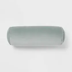 8"x22" Luxe Round Velvet Bolster Decorative Pillow Light Teal Green - Threshold™