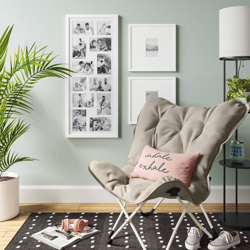slide 2 of 4, 33"x14" Thin Collage Holds 12 Photo Frame White - Threshold™: Modern Wall Display, MDF Composite, 1 ct