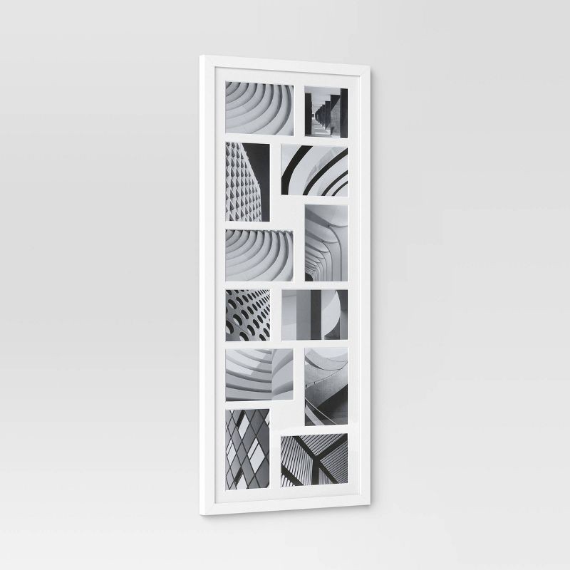 slide 3 of 4, 33"x14" Thin Collage Holds 12 Photo Frame White - Threshold™: Modern Wall Display, MDF Composite, 1 ct