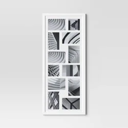 33"x14" Thin Collage Holds 12 Photo Frame White - Threshold™: Modern Wall Display, MDF Composite