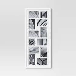 33"x14" Thin Collage Holds 12 Photo Frame White - Threshold™: Modern Wall Display, MDF Composite
