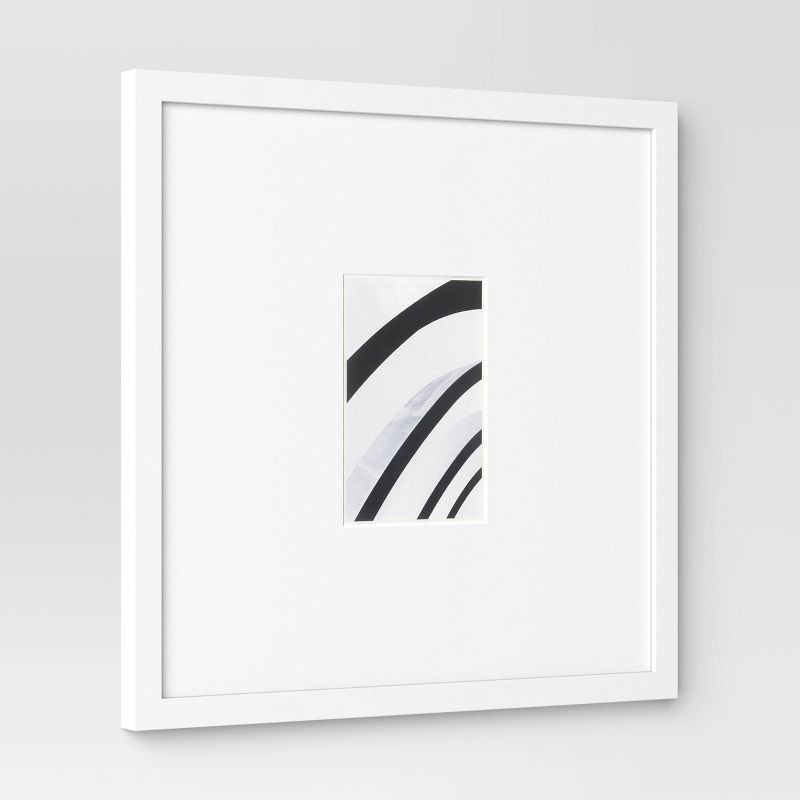 slide 3 of 4, 15"x15" to 4"x6" Square Wall Frame White - Threshold™: Modern Beveled Mat, MDF, Glass, 1 ct