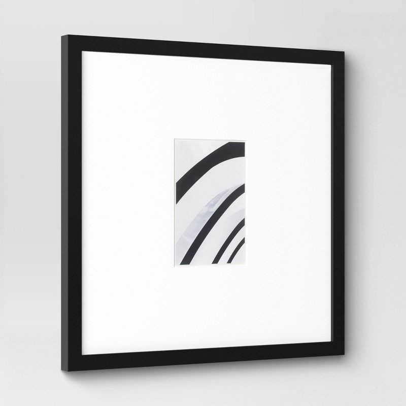 slide 3 of 4, 15"x15" to 4"x6" Square Wall Frame Black - Threshold™: Modern MDF, Beveled Mat, Glass Window, 1 ct